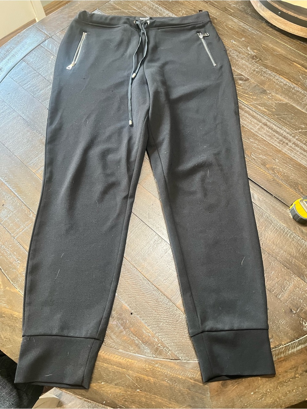 DKNY Black Drawstring Jogger Pants with Zip Pockets - Picture 1 of 5